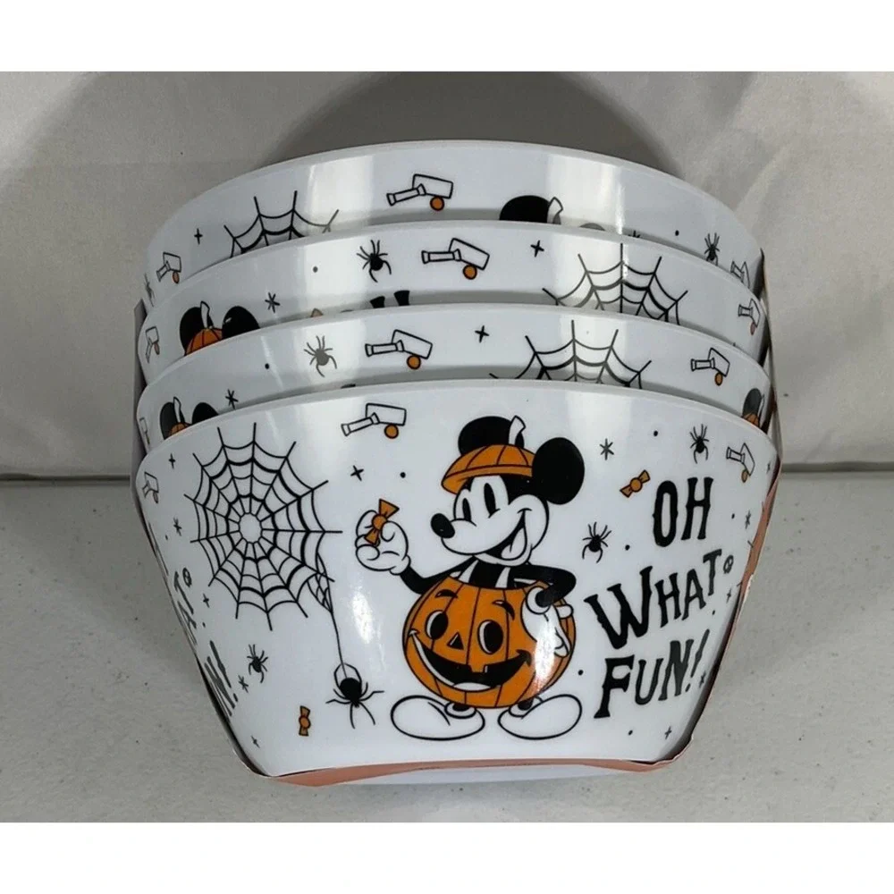 Disney Halloween Mickey Mouse Oh What Fun Set Of 4 Melamine Cereal Bowls